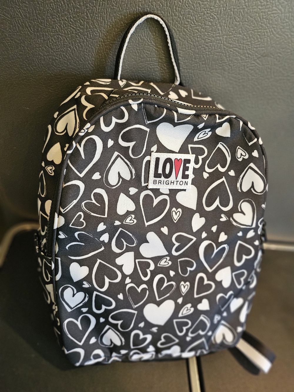 Unused Brighton Limited Edition Hearts A Flutter Endless "Love" Black Backpack